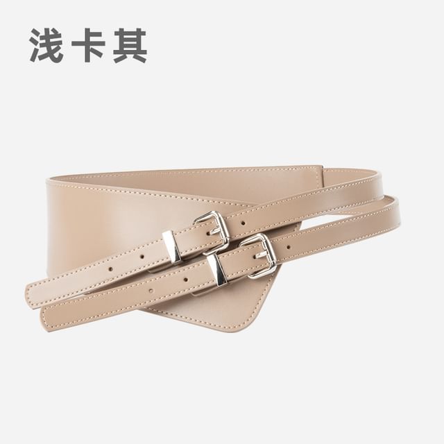 Asymmetrical Genuine Leather Waist Cincher Belt