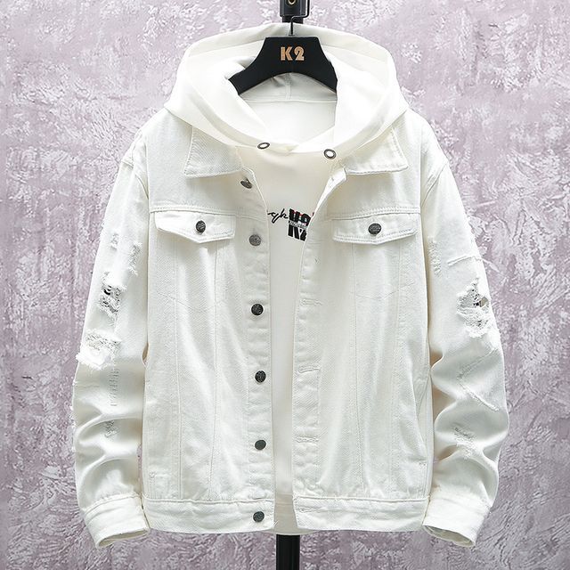 True Flakes Distressed Denim Jacket YesStyle