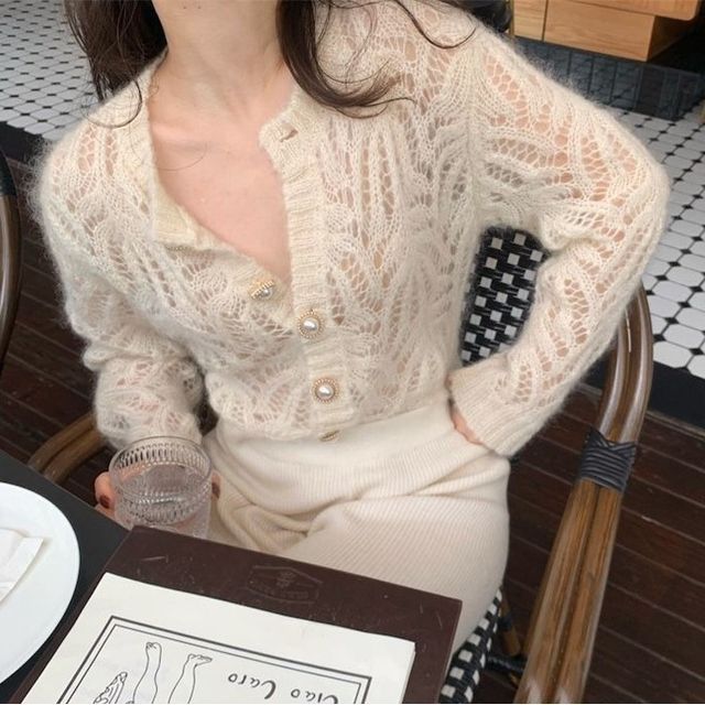 Beaustreet-Perforated Cardigan