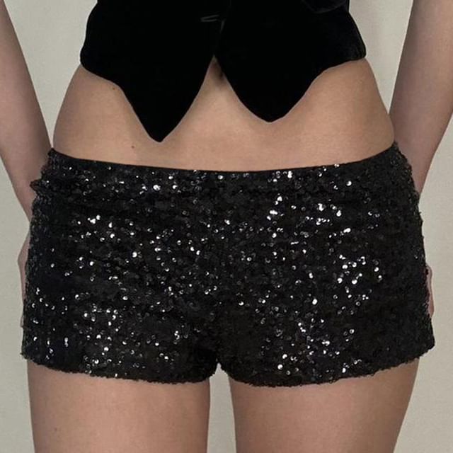 BrickBlack-Low Rise Sequin Hot Pants