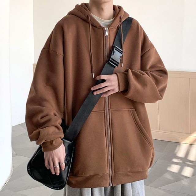 FORSETI-Drawstring Fleece-Lined Zip Hoodie