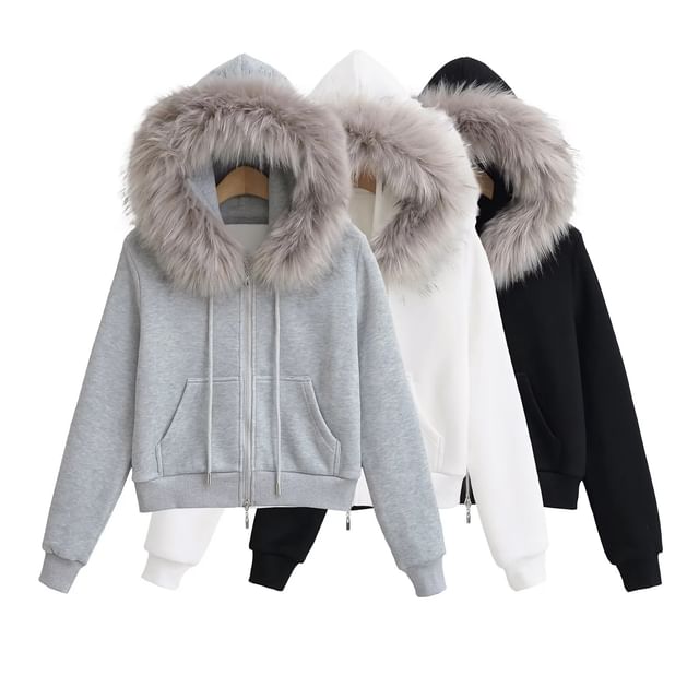 Asiris-Fluffy Trim Zip Hoodie