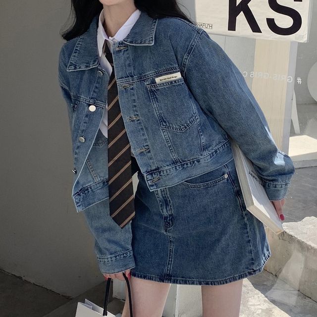 Denim Jacket / Mini Pencil Skirt 