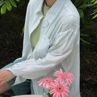 Everose-Long-Sleeve Striped Button-Up Shirt
