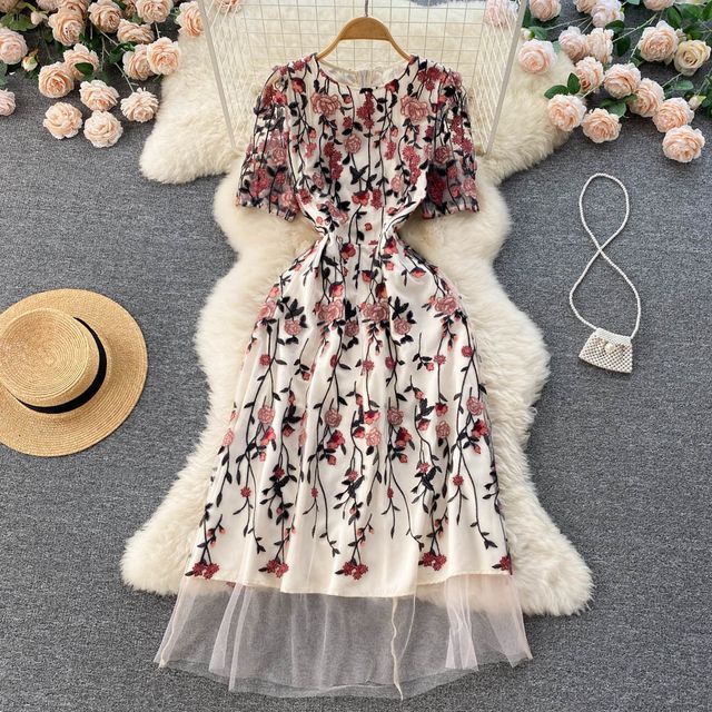 fitted lace wedding dress Cream Eyelash Lace Overlay Mock Neck Mini Dress main image 0