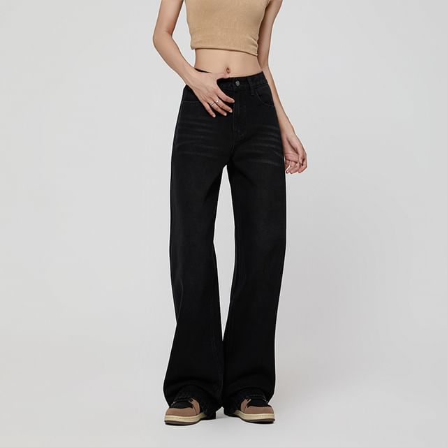 Denimot-High Waist Wide Leg Jeans
