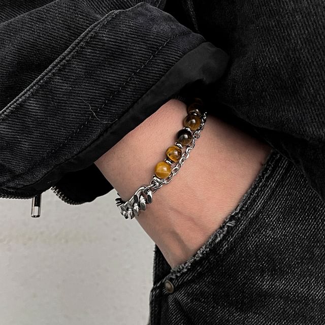 Black Degree-Beaded Chain Bracelet