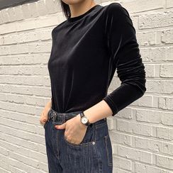 FROMBEGINNING - Crewneck Velvet T-Shirt FROMBEGINNING - Crewneck Velvet T-Shirt