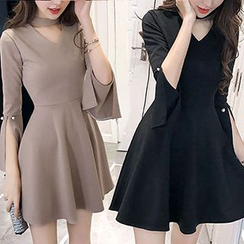 Neon Nite - Choker-Neck Mini Dress Neon Nite - Choker-Neck Mini Dress