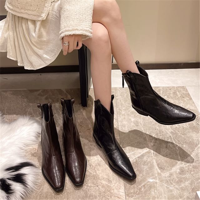 Nikao-Pointed Toe Zip Short Boots