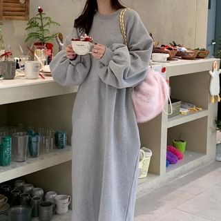 Coris Long Sleeve Crew Neck Plain Maxi Sweatshirt Dress Sale