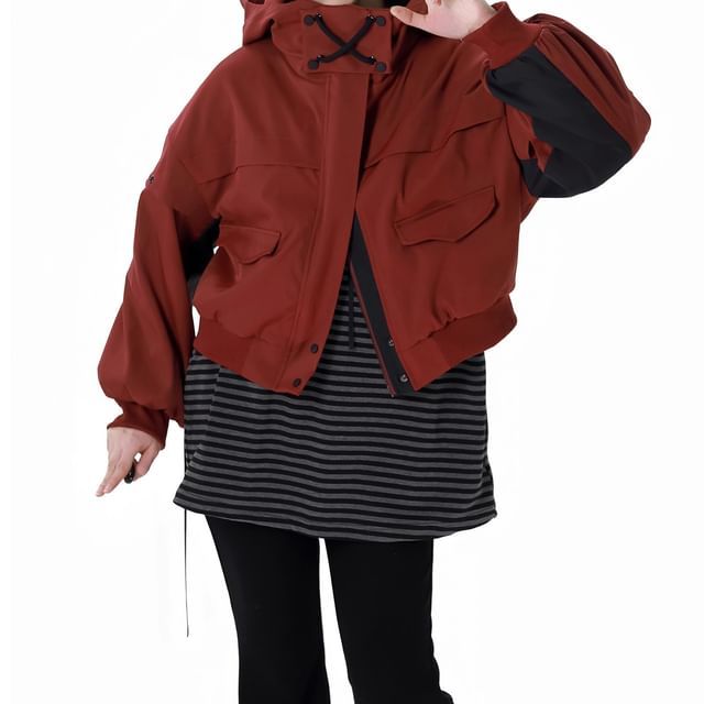 Florimi-Stand Collar Striped Zip Jacket