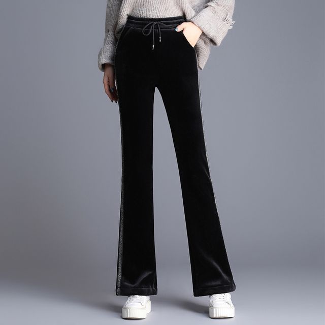 Everose-Velvet Boot-Cut Pants