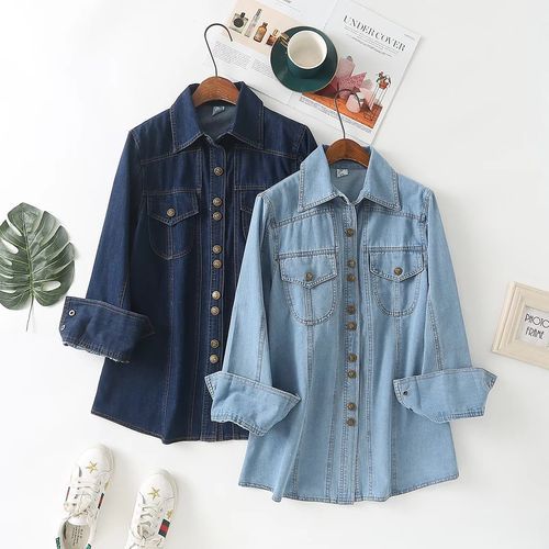 Angel Love - Pocket Detail Denim Shirt | YesStyle