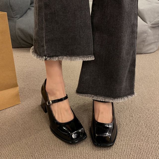 miss baby - Faux Leather Block Heel Mary Jane Shoes | YesStyle