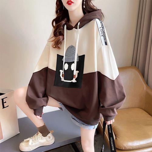 Color block store smile face hoodie