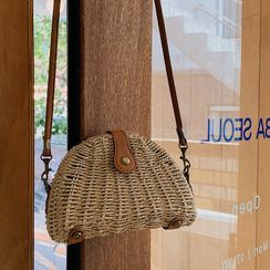 MERONGSHOP - Half-Moon Woven Shoulder Bag MERONGSHOP - Half-Moon Woven Shoulder Bag