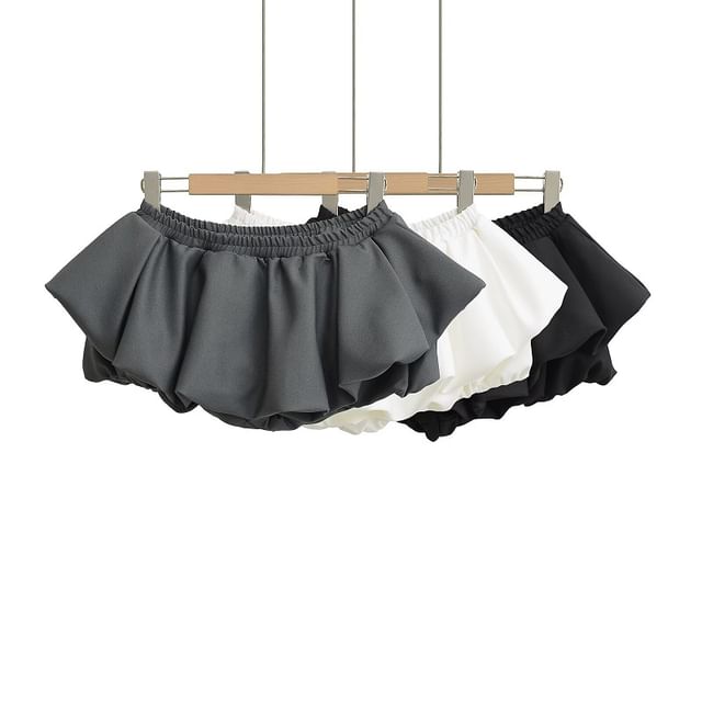 Hollahop-Low Rise Plain Paperbag Mini Skort