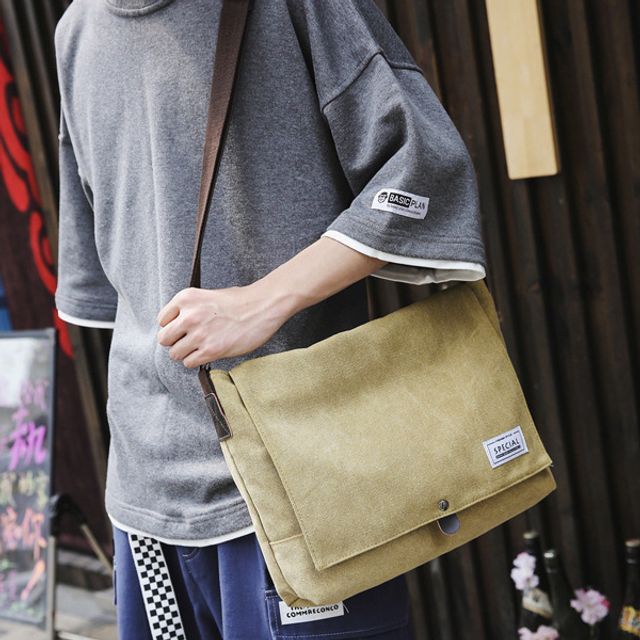 LEUCO Lettering Messenger Bag YesStyle