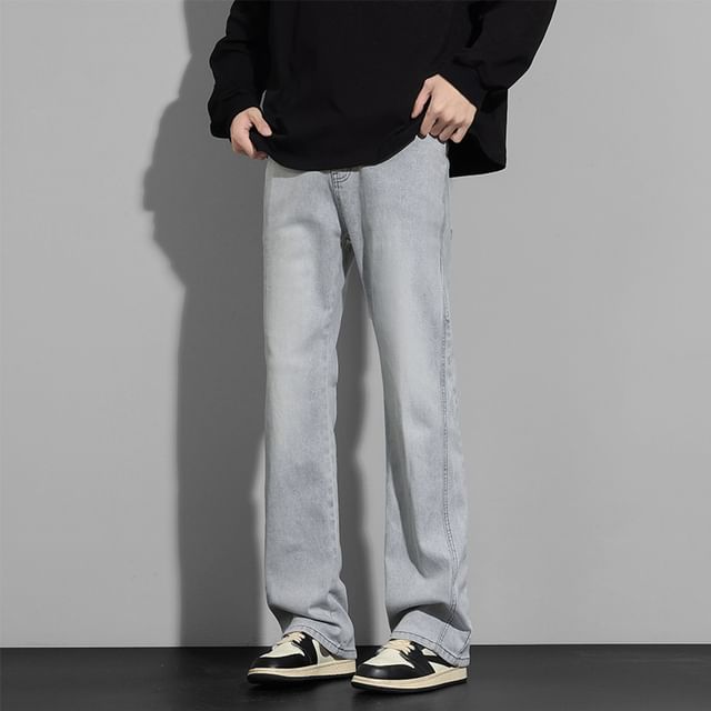 Denimic-Mid Rise Washed Bootcut Jeans
