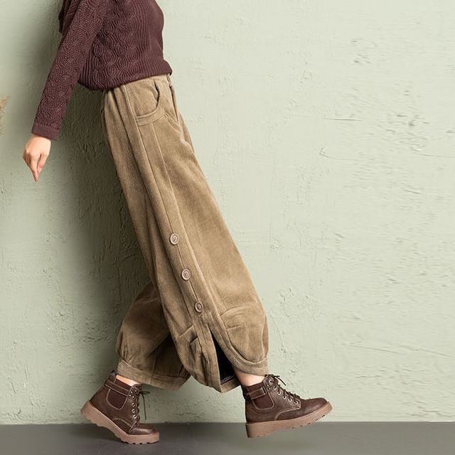 Supernova-High Waist Corduroy Baggy Pants