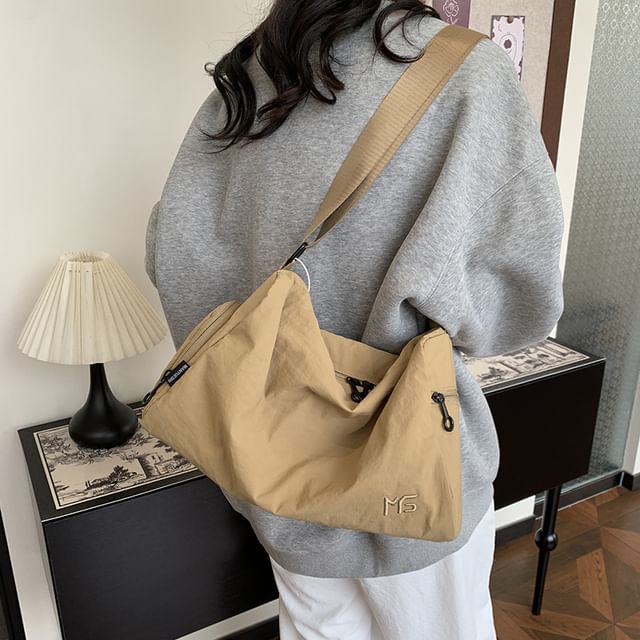 Hikuozy-Plain Nylon Shoulder Bag