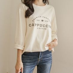 JUSTONE - Letter-Printed Drop-Shoulder T-Shirt JUSTONE - Letter-Printed Drop-Shoulder T-Shirt