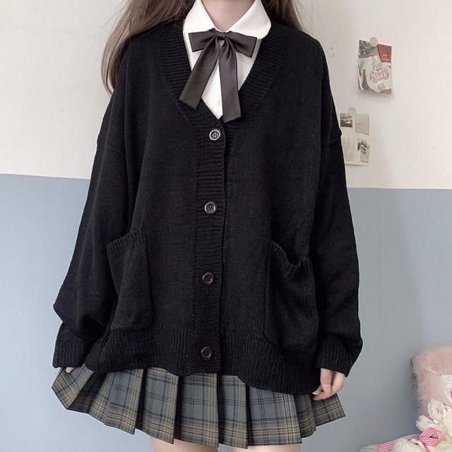 Whychunga-Cardigan uni à encolure en V