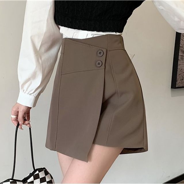 Isaaca-High Waist Plain Skort