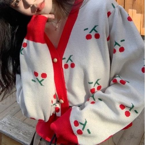 Cherry print clearance cardigan