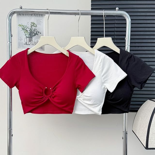 Lemongrass-Short-Sleeve Cropped Skinny Tee