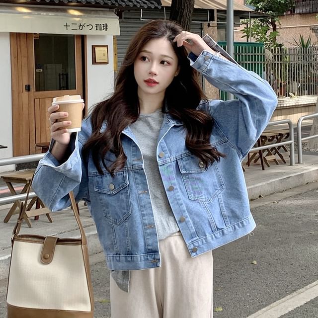 Sienne-Collared Pocketed Button-Up Denim Jacket