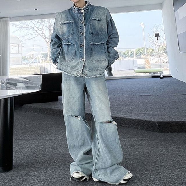 An Oversized Denim Jacket and Wide Leg Crop Pants - Jeans and a Teacup