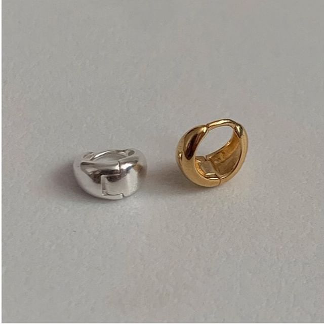 Show Mind-925 Sterling Silver Glossy Hoop Earring