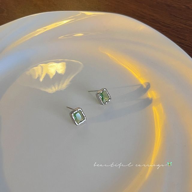 Dashiro-Rectangle Sterling Silver Stud Earring
