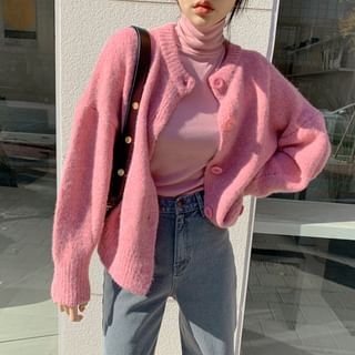 DEEPNY-Pastel Drop-Shoulder Fluffy Cardigan