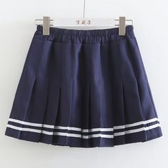 ninna nanna - Striped Pleated Mini Skirt