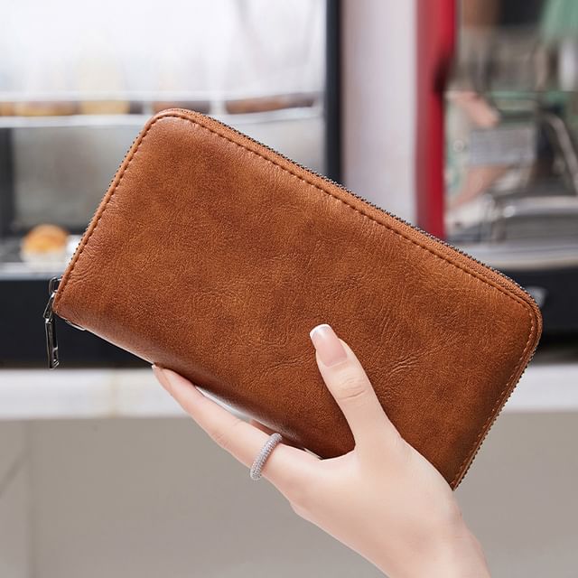 tablarosa-Faux Leather Zip Long Wallet