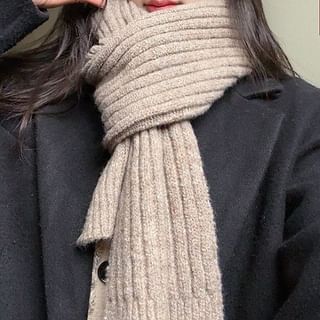 Bolgivy-Plain Ribbed Knit Scarf