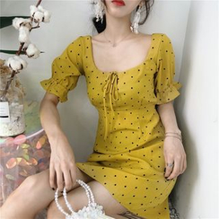 Baage - Square-Neck Short-Sleeve A-Line Dress Baage - Square-Neck Short-Sleeve A-Line Dress