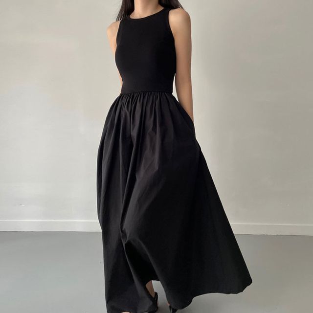 Coris-Sleeveless A-Line Maxi Dress
