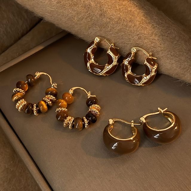Jael-Gemstone Beaded Hoop Earring Glaze Hoop Earring