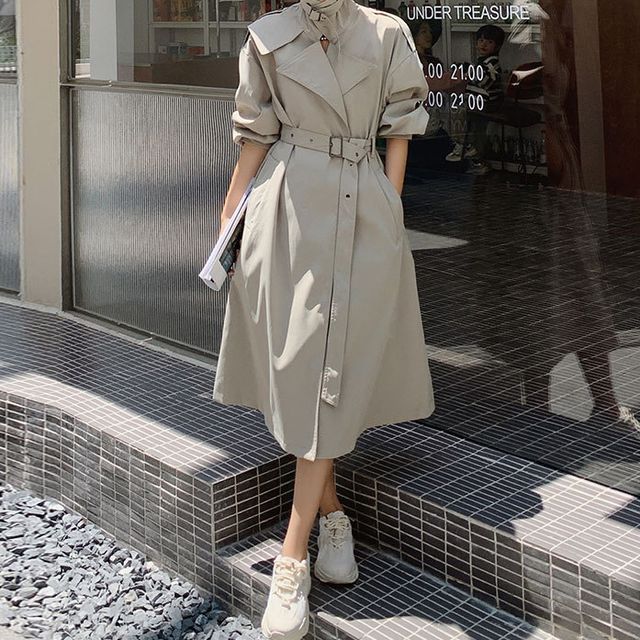 Her lip to Belted Dress Trench Coat オンラインストア買い www