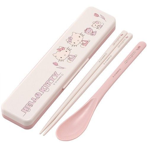 Skater Hello Kitty Cutlery Set with Case As Shown in Figure One Size