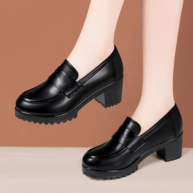 Freesia-Platform Chunky Heel Loafers