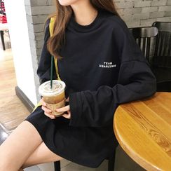 CRIBI - 字母刺繡寬鬆長袖T裇 CRIBI - 字母刺繡寬鬆長袖T裇