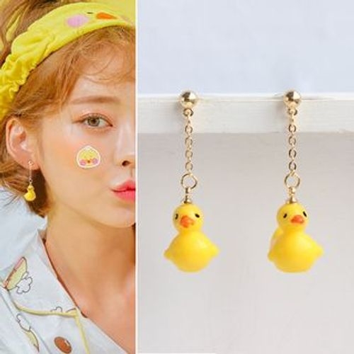 Small Yellow Rubber Ducky Shaped Stud Earrings