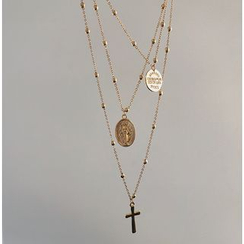 Cometto - Cross & Coin Layered Necklace Cometto - Cross & Coin Layered Necklace