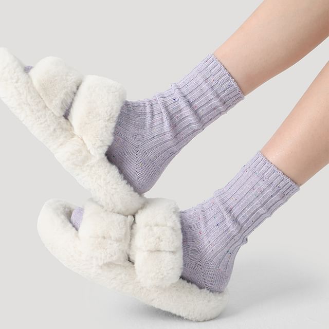 Gentiana-Melange Ribbed Short Socks