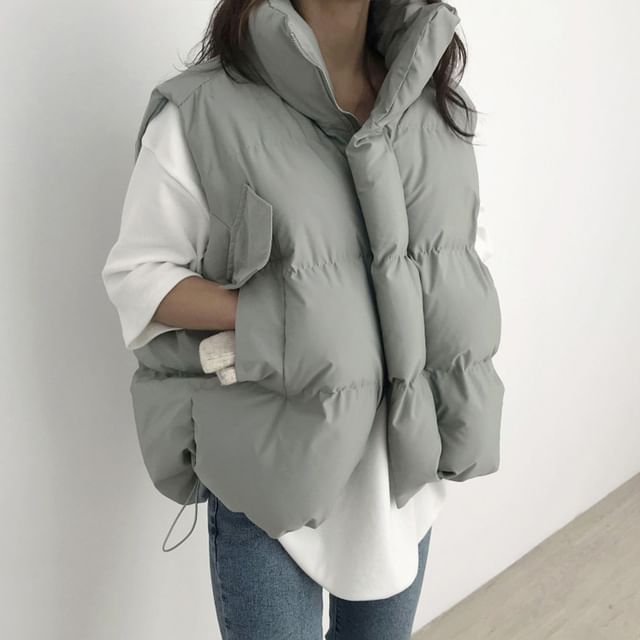 Janerium-Plain Zip Puffer Vest